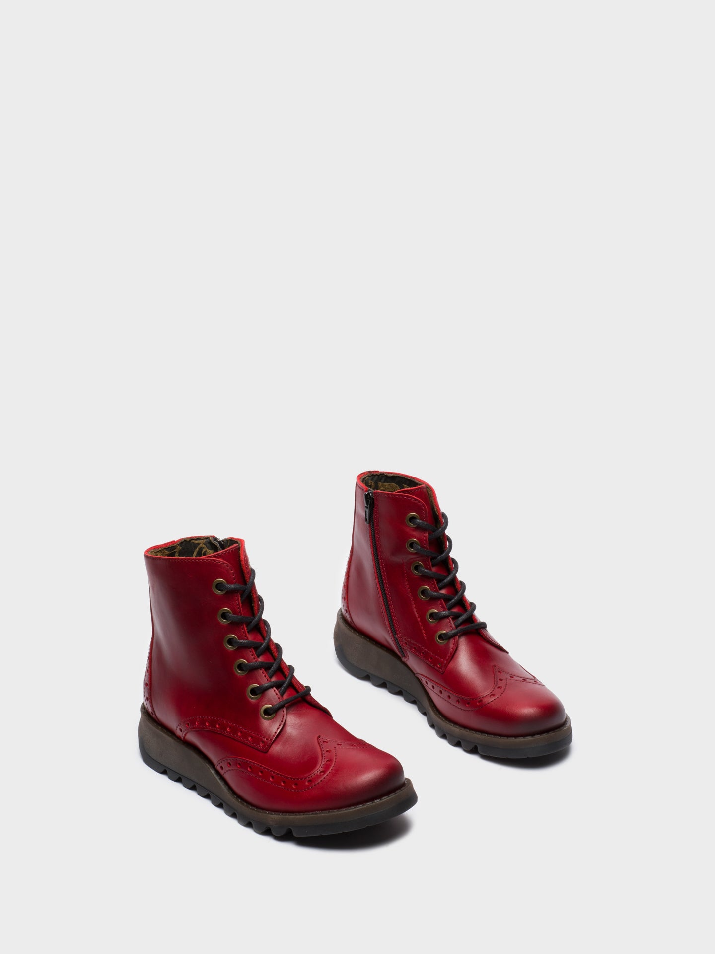 Fly London Botins com Atacadores em Vermelho